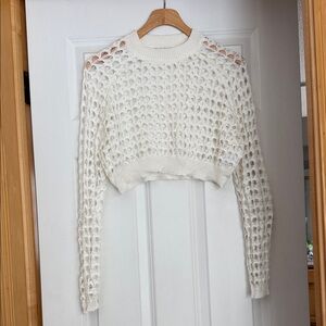 HYFVE Ivory Open-Knit Crew Neck Sweater